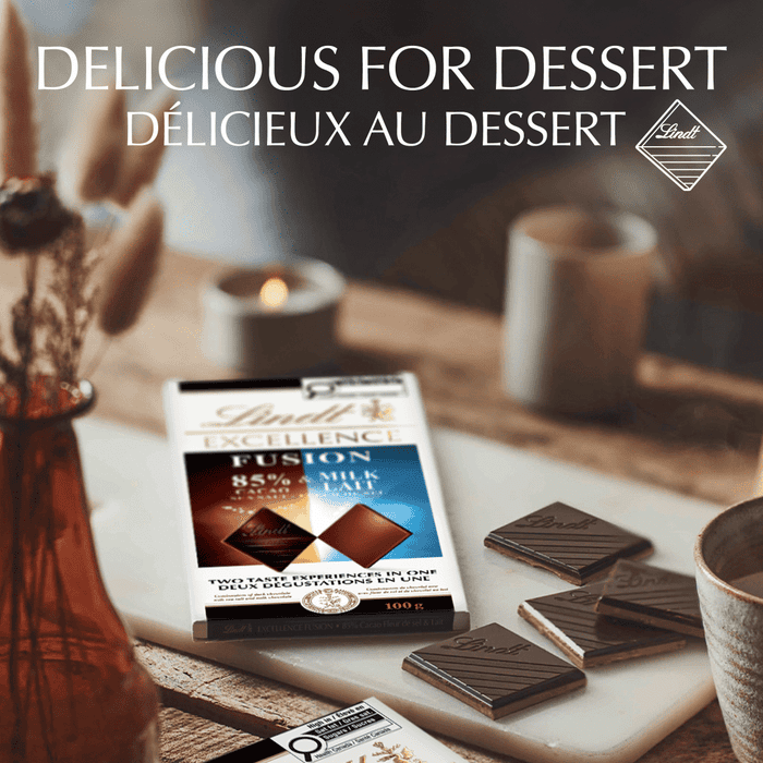 Lindt EXCELLENCE Fusion 85% Cacao Sea Salt & Milk Chocolate Bar, 100g