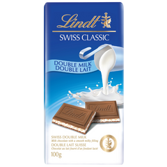 Lindt SWISS CLASSIC Double Milk Chocolate Bar, 100g