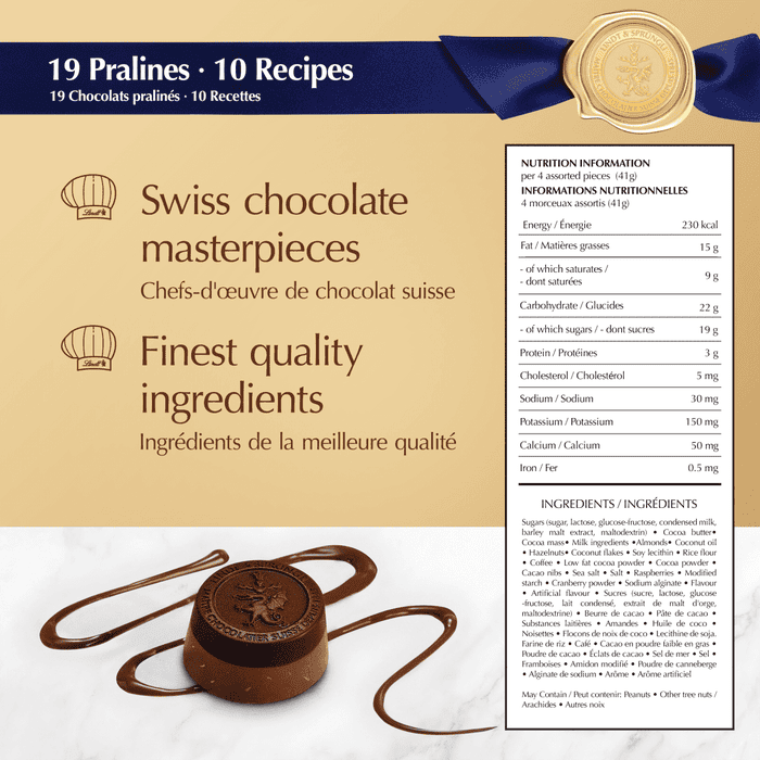 Lindt SWISS LUXURY SELECTION Assorted Chocolate Pralines Gift Box, 193g