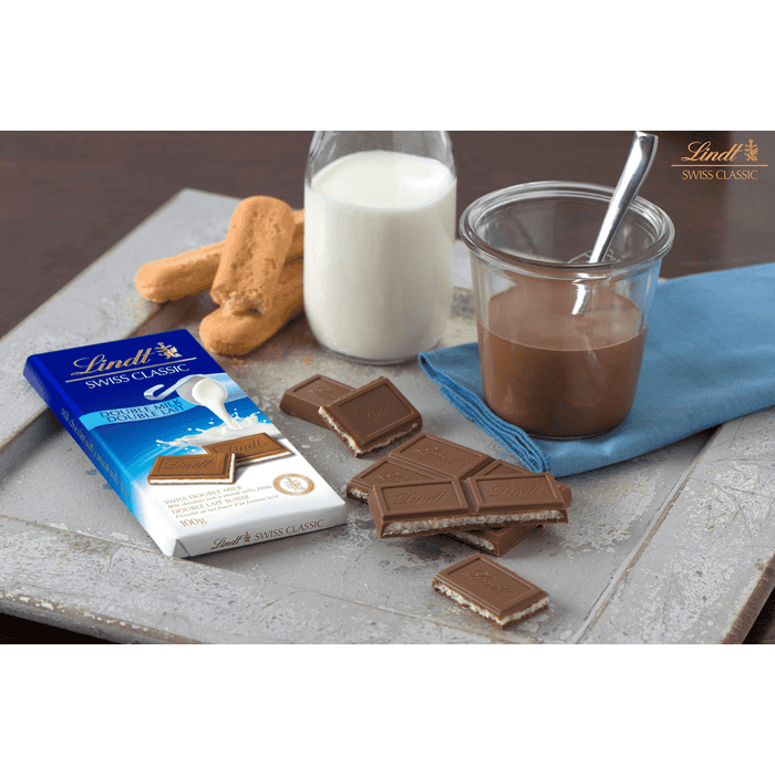 Lindt SWISS CLASSIC Double Milk Chocolate Bar, 100g