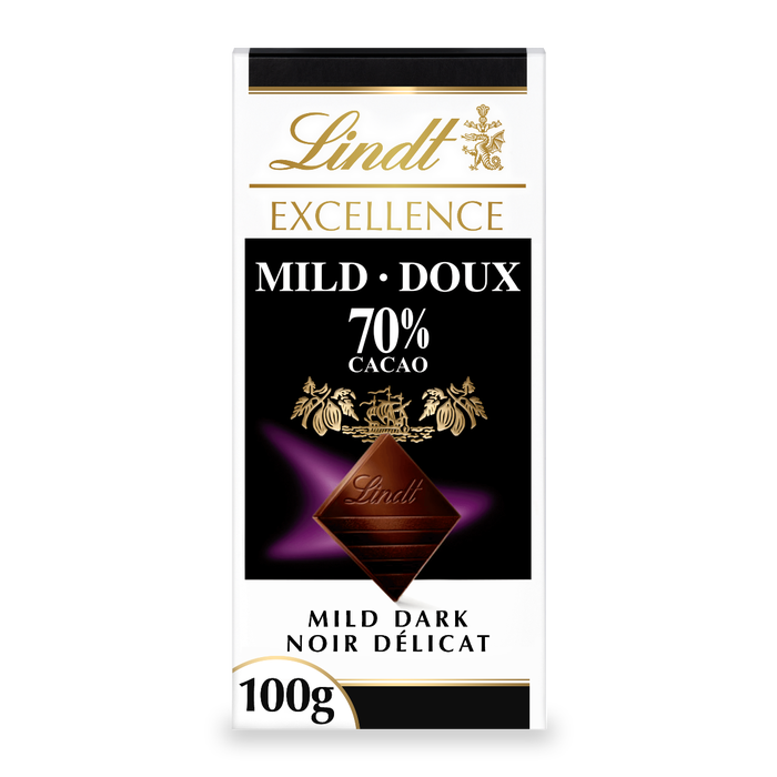 Lindt EXCELLENCE Mild 70% Dark Chocolate Bar, 100g