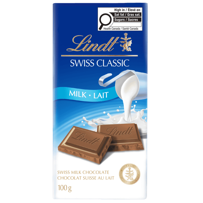 Lindt SWISS CLASSIC Milk Chocolate Bar, 100g