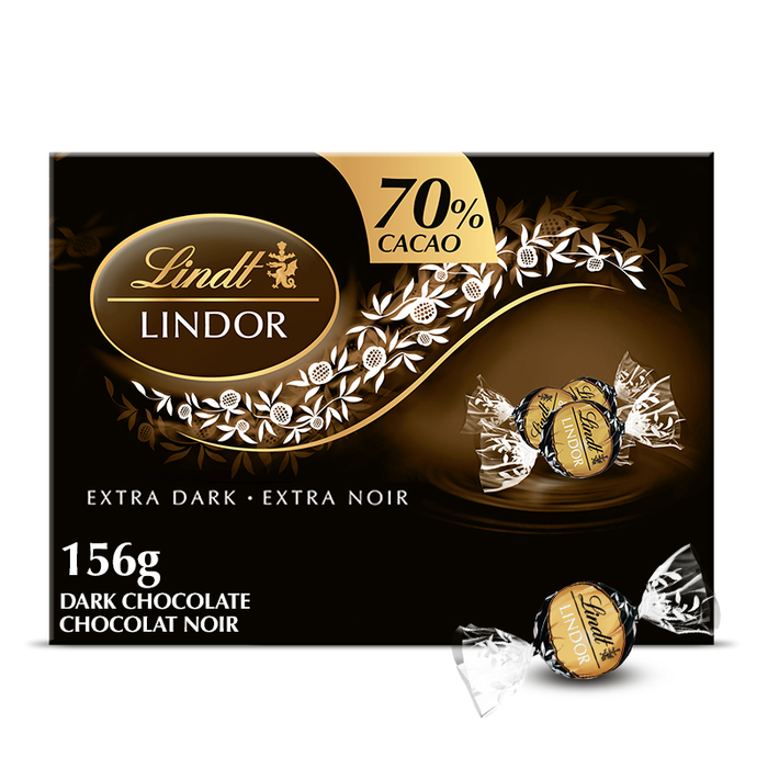 Lindt LINDOR 70% Cacao Dark Chocolate Truffles Box, 156g