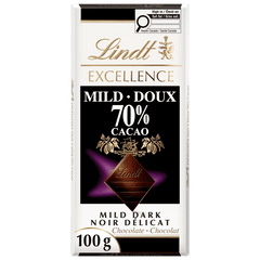 Lindt EXCELLENCE Mild 70% Dark Chocolate Bar, 100g