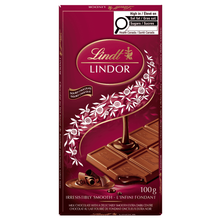 Lindt LINDOR Double Chocolate Bar, 100g