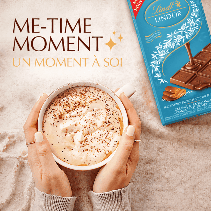 Lindt LINDOR Milk Caramel & Sea Salt Chocolate Bar, 100g