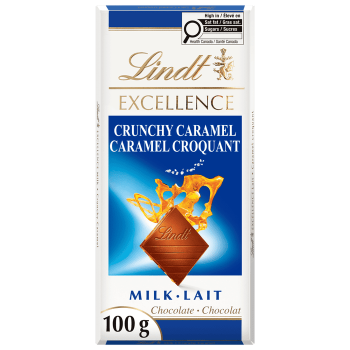 Lindt EXCELLENCE Crunchy Caramel Milk Chocolate Bar, 100g