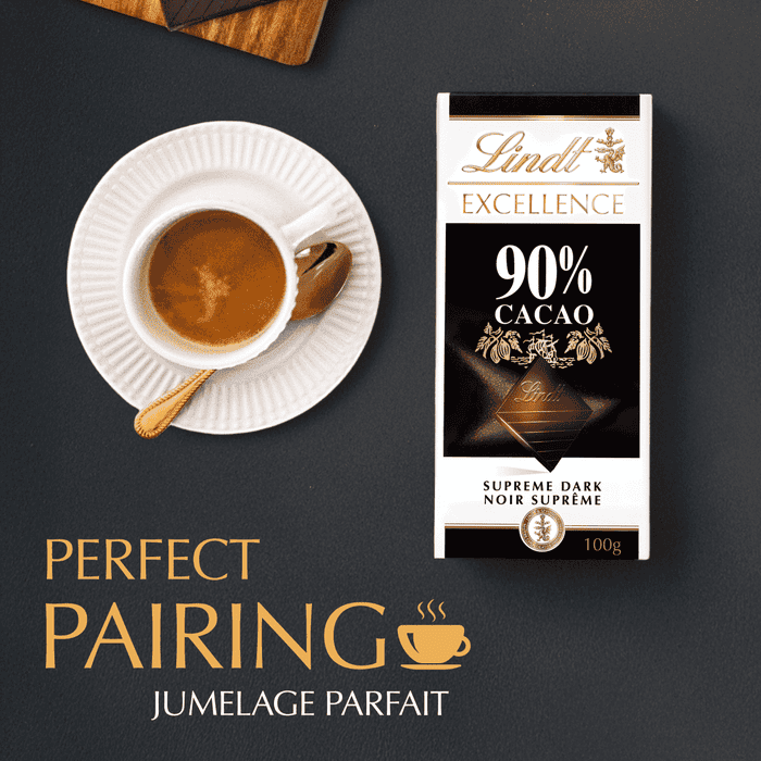 Lindt EXCELLENCE 90% Cacao Dark Chocolate Bar, 100g