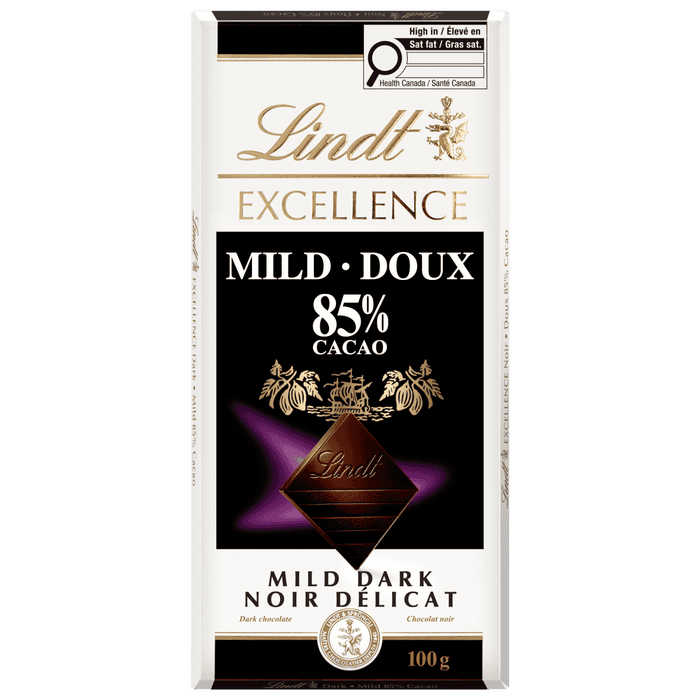 Lindt EXCELLENCE Mild 85% Dark Chocolate Bar, 100g
