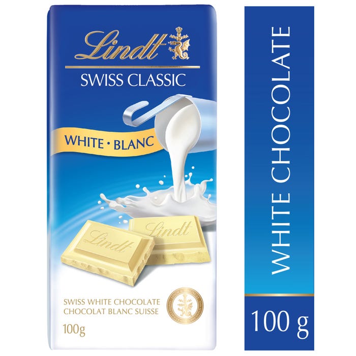Lindt SWISS CLASSIC White Chocolate Bar, 100g