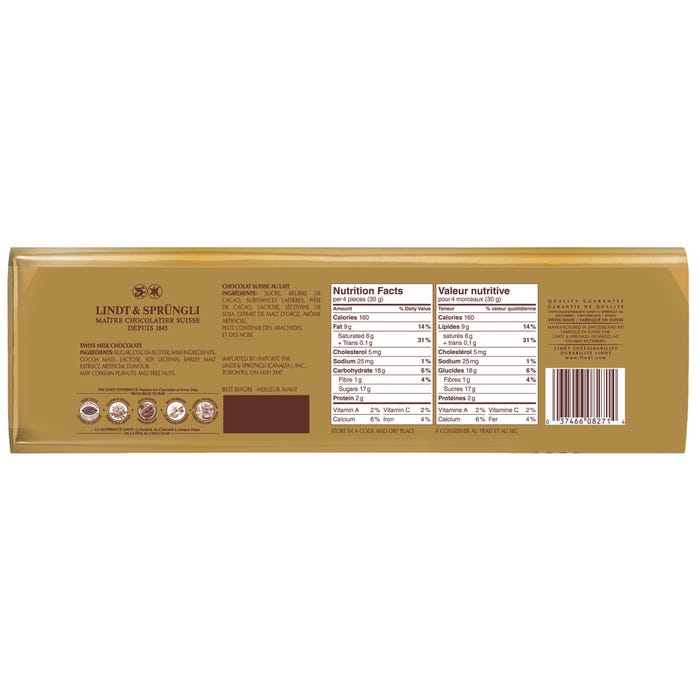 Lindt SWISS CLASSIC Gold Milk Chocolate Bar, 300g