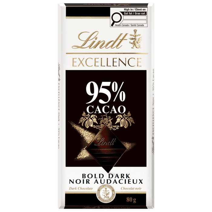 Lindt EXCELLENCE 95% Cacao Dark Chocolate Bar, 80g