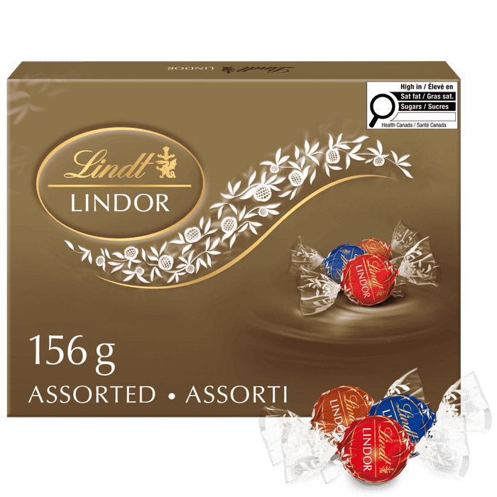 Lindt LINDOR Assorted Milk and Dark Chocolate Truffles Box, 156g