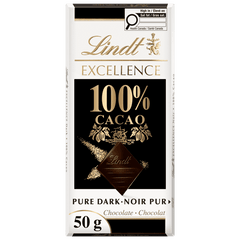 Lindt EXCELLENCE 100% Cacao Dark Chocolate Bar, 50g