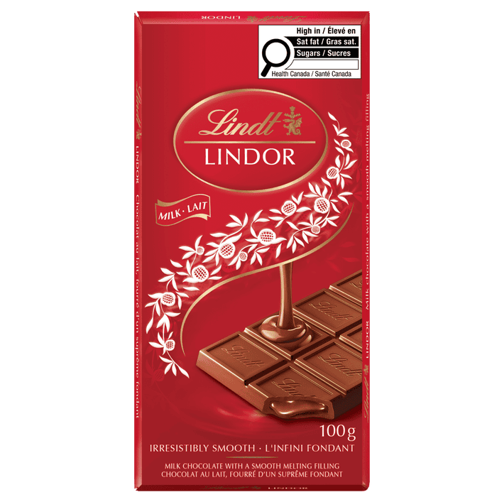 Lindt LINDOR Milk Chocolate Bar, 100g