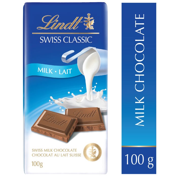 Lindt SWISS CLASSIC Milk Chocolate Bar, 100g