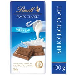 Lindt SWISS CLASSIC Milk Chocolate Bar, 100g