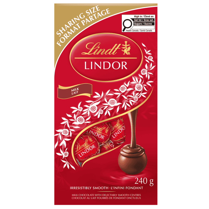 Lindt LINDOR Milk Chocolate Truffles Bag, 240g