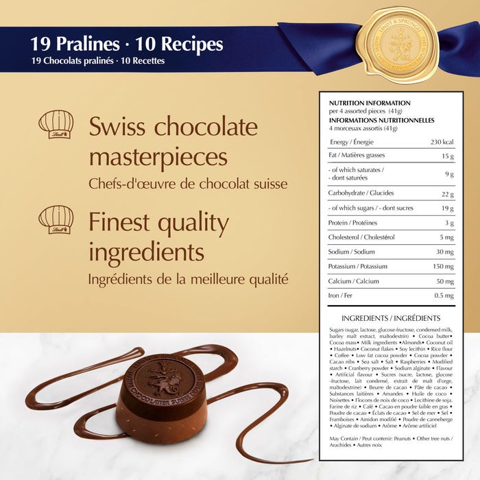 Lindt SWISS LUXURY SELECTION Assorted Chocolate Pralines Gift Box, 193g