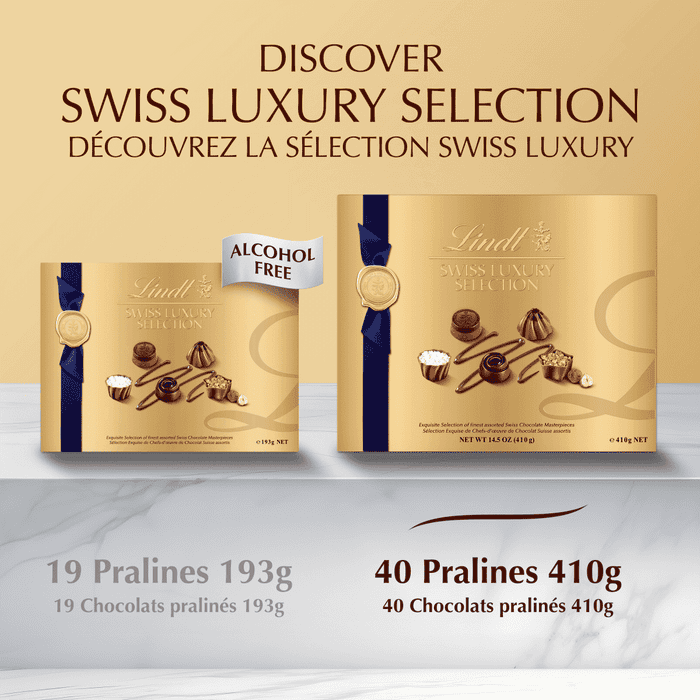 Lindt SWISS LUXURY SELECTION Assorted Chocolate Pralines Gift Box, 410g