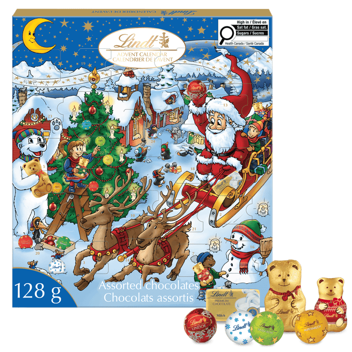 Lindt Kids Christmas Assorted Milk Chocolate Advent Calendar, 128g