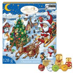 Lindt Kids Christmas Assorted Milk Chocolate Advent Calendar, 128g