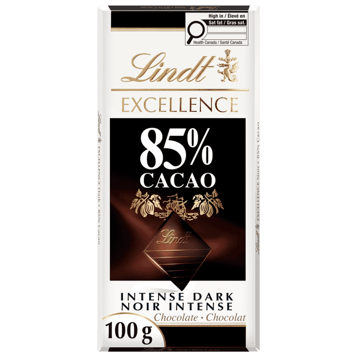 Lindt EXCELLENCE 85% Cacao Dark Chocolate Bar, 100g