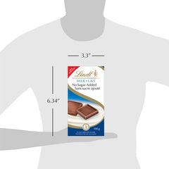 Lindt No Sugar Added Milk Chocolate Bar, 100g