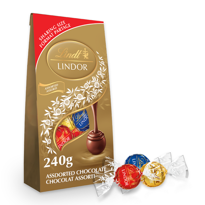 Lindt LINDOR Assorted Chocolate Truffles Bag, 240g