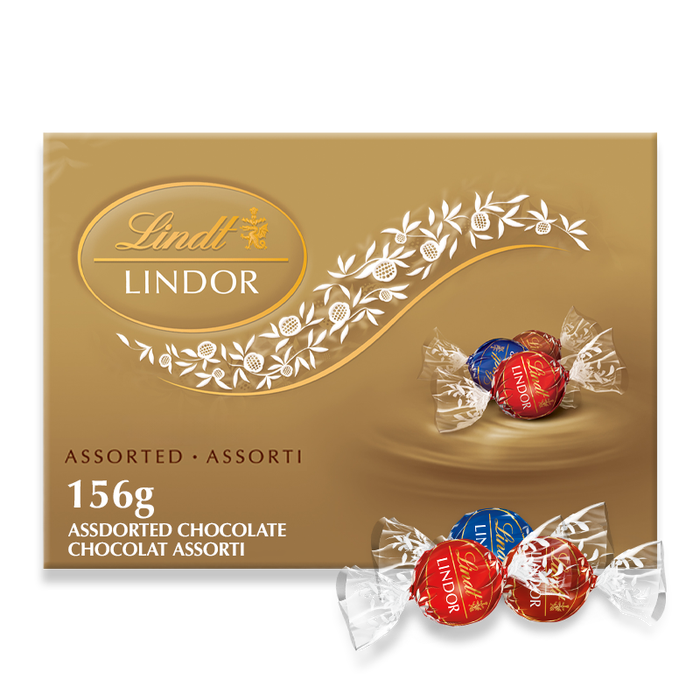 Lindt LINDOR Assorted Milk and Dark Chocolate Truffles Box, 156g