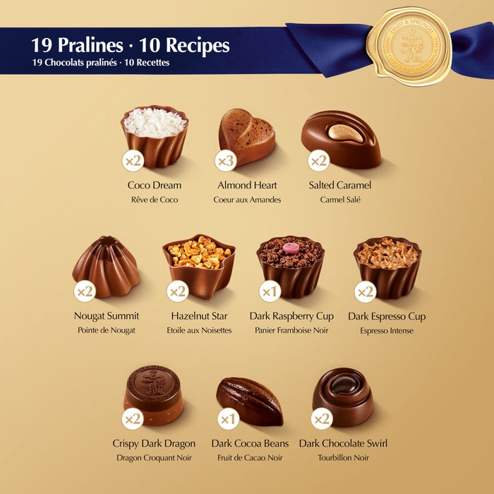 Lindt SWISS LUXURY SELECTION Assorted Chocolate Pralines Gift Box, 193g