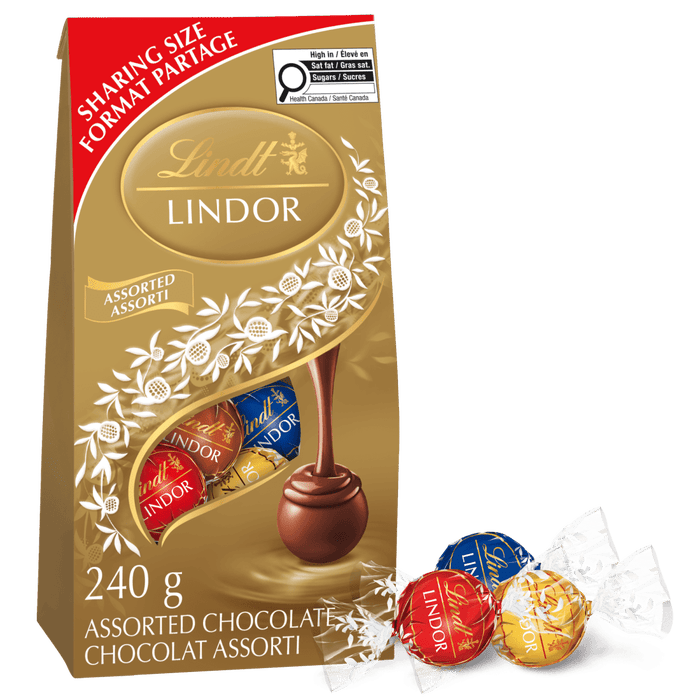 Lindt LINDOR Assorted Chocolate Truffles Bag, 240g