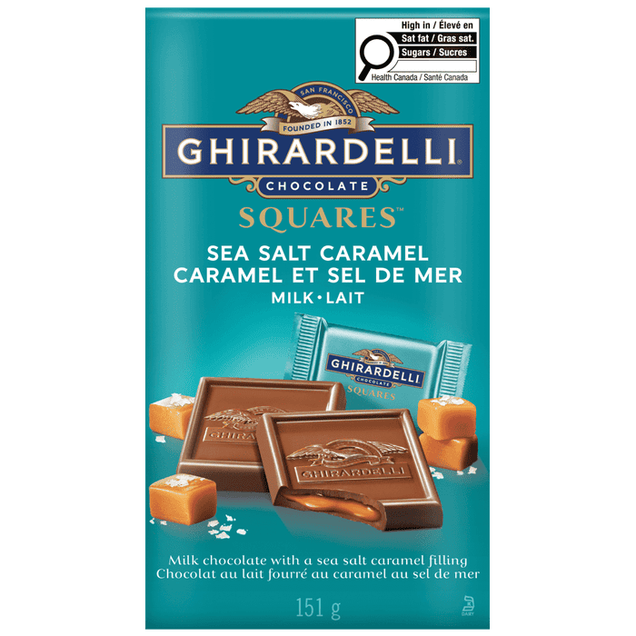 GHIRARDELLI Sea Salt and Caramel Milk Chocolate Squares Bag, 151g