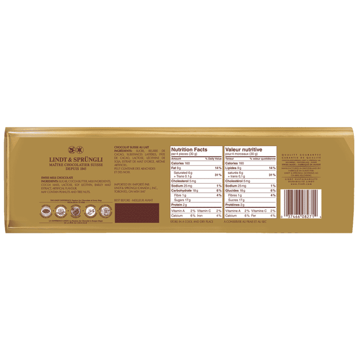 Lindt SWISS CLASSIC Gold Milk Chocolate Bar, 300g