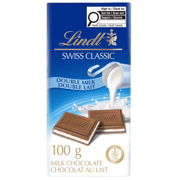 Lindt SWISS CLASSIC Double Milk Chocolate Bar, 100g