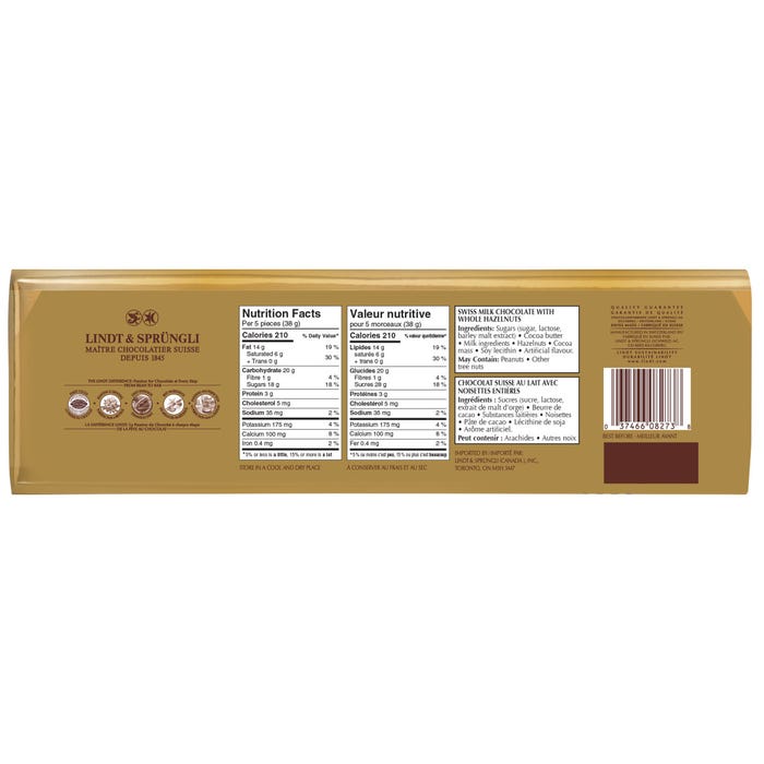 Lindt SWISS CLASSIC Gold Hazelnut Milk Chocolate Bar, 300g