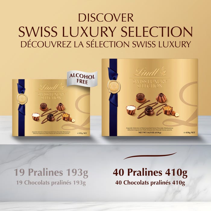 Lindt SWISS LUXURY SELECTION Assorted Chocolate Pralines Gift Box, 410g