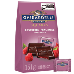 GHIRARDELLI Dark Chocolate Raspberry Squares Bag, 151g