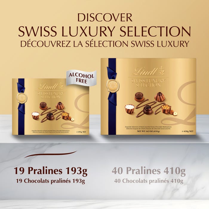 Lindt SWISS LUXURY SELECTION Assorted Chocolate Pralines Gift Box, 193g