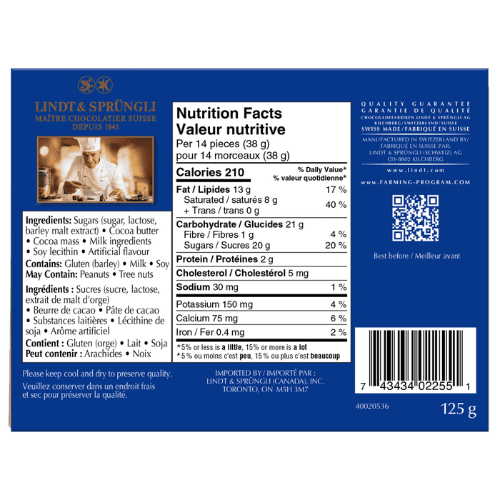 Lindt Swiss Thins Milk Chocolate Box, 125g