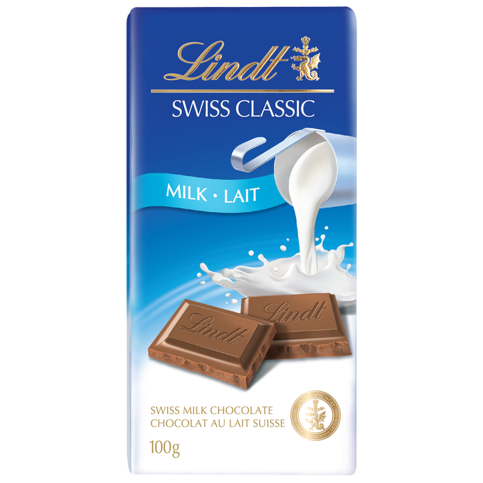 Lindt SWISS CLASSIC Milk Chocolate Bar, 100g