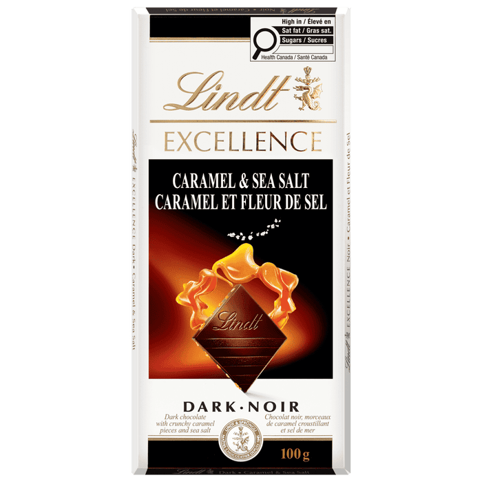 Lindt EXCELLENCE Caramel & Sea Salt Dark Chocolate Bar, 100g