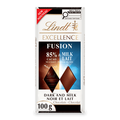 Lindt EXCELLENCE Fusion 85% Cacao Sea Salt & Milk Chocolate Bar, 100g