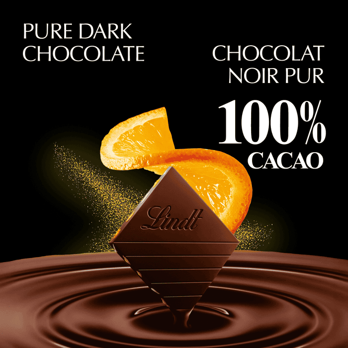 Lindt EXCELLENCE 100% Cacao Orange Dark Chocolate Bar, 50g