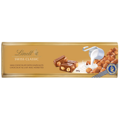 Lindt SWISS CLASSIC Gold Hazelnut Milk Chocolate Bar, 300g