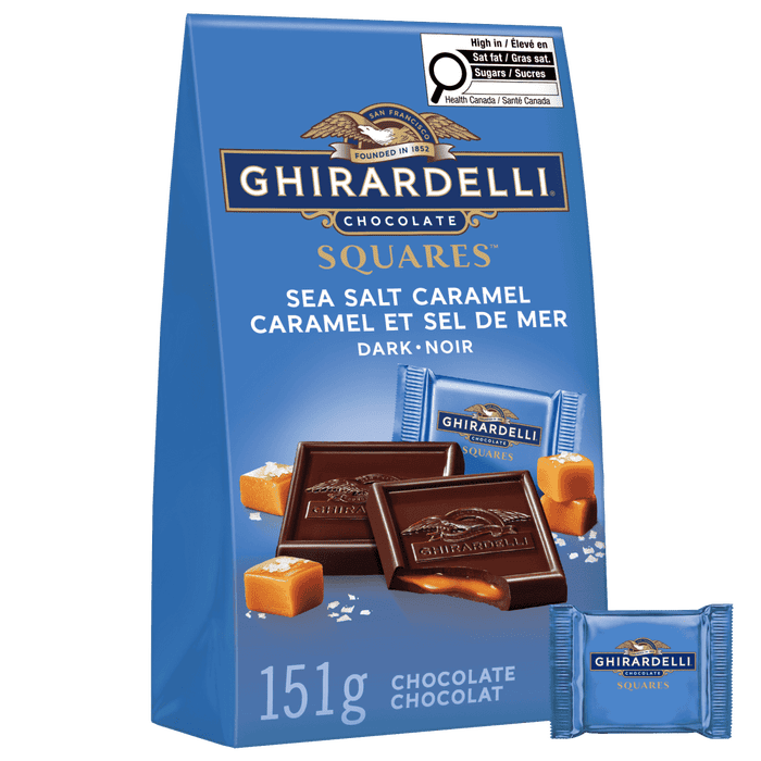 GHIRARDELLI Sea Salt and Caramel Dark Chocolate Squares Bag, 151g
