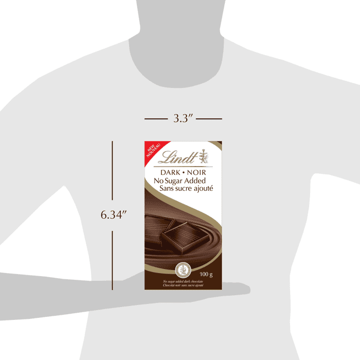 Lindt No Sugar Added Dark Chocolate Bar, 100g