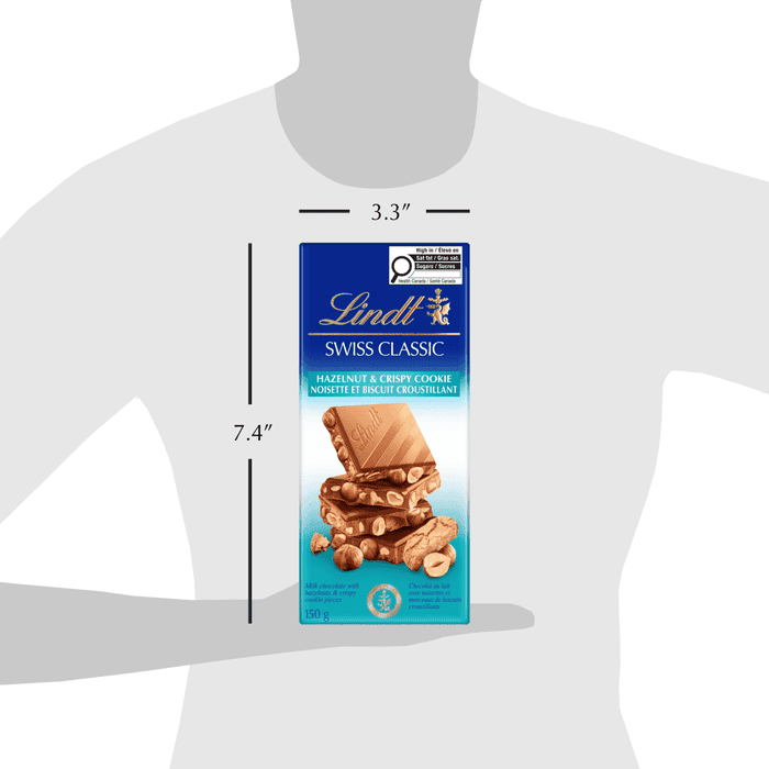 Lindt SWISS CLASSIC Milk Chocolate Hazelnut Crispy Cookie, 150g