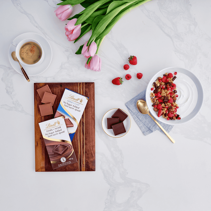 Lindt No Sugar Added Milk Chocolate Bar, 100g
