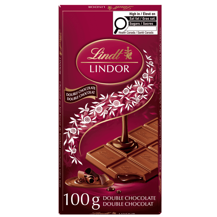 Lindt LINDOR Double Chocolate Bar, 100g